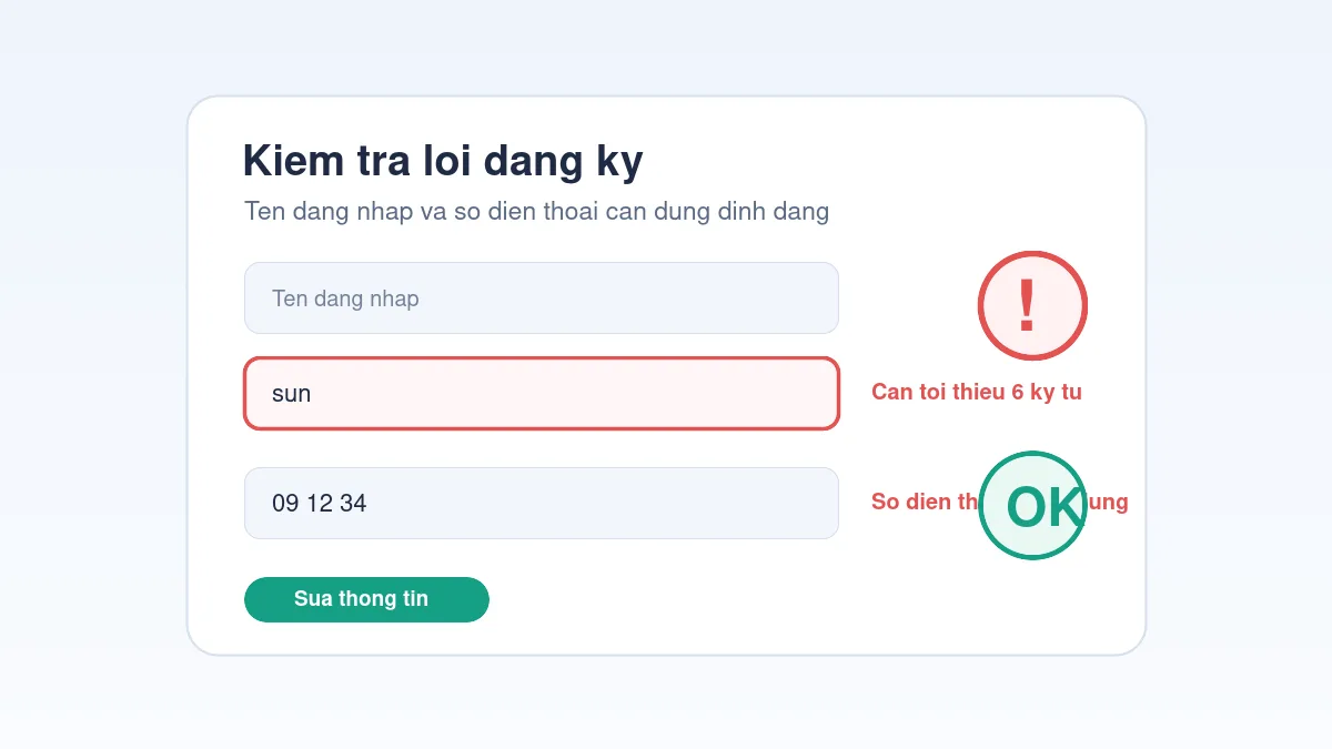 Các lỗi thường gặp khi đăng ký Sunwin